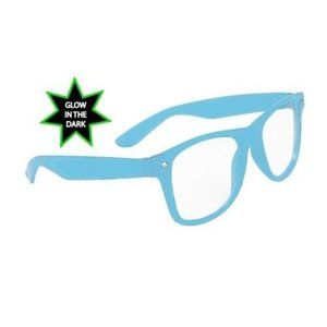 I GLOW Glasses LIGHT BLUE Frame CLEAR Lens California Classics Glow In The Dark